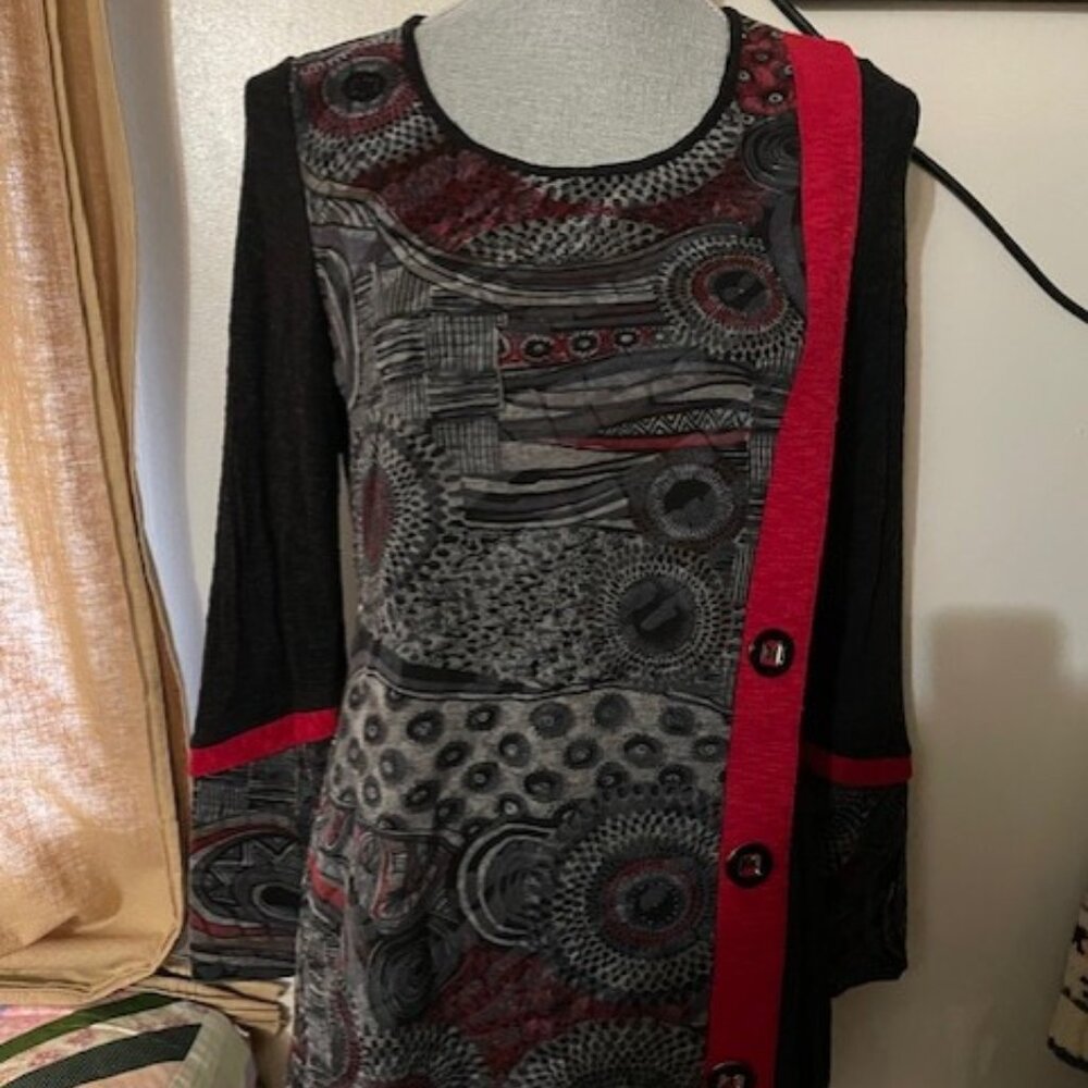 Michael Tyler Red Black Tunic Size S Made in Canada